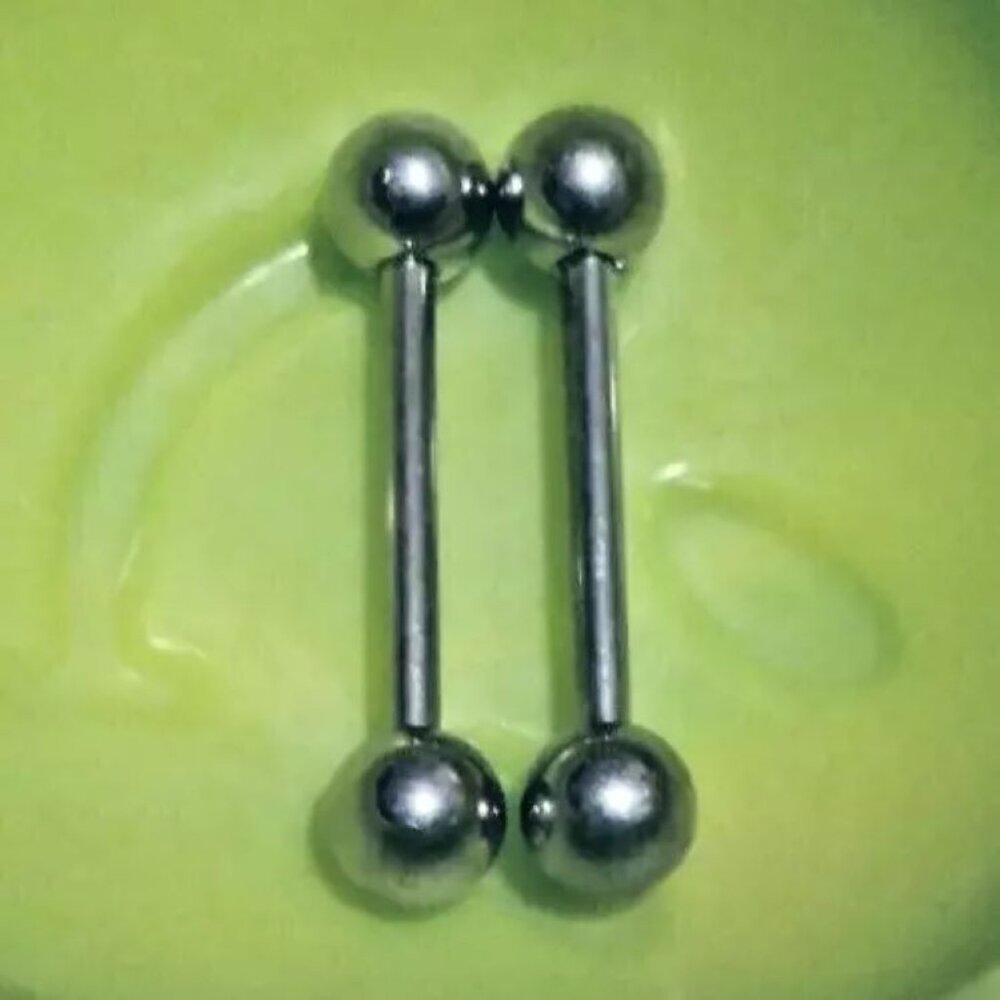 PAIR OF 14 gauge X 14 MM LENGTH (9/16") X 5 MM BALL, BARBELLS BODY PIERCING JEWE